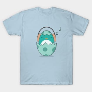 Kawaii Cute Bird In Egg Loves Music T-Shirt